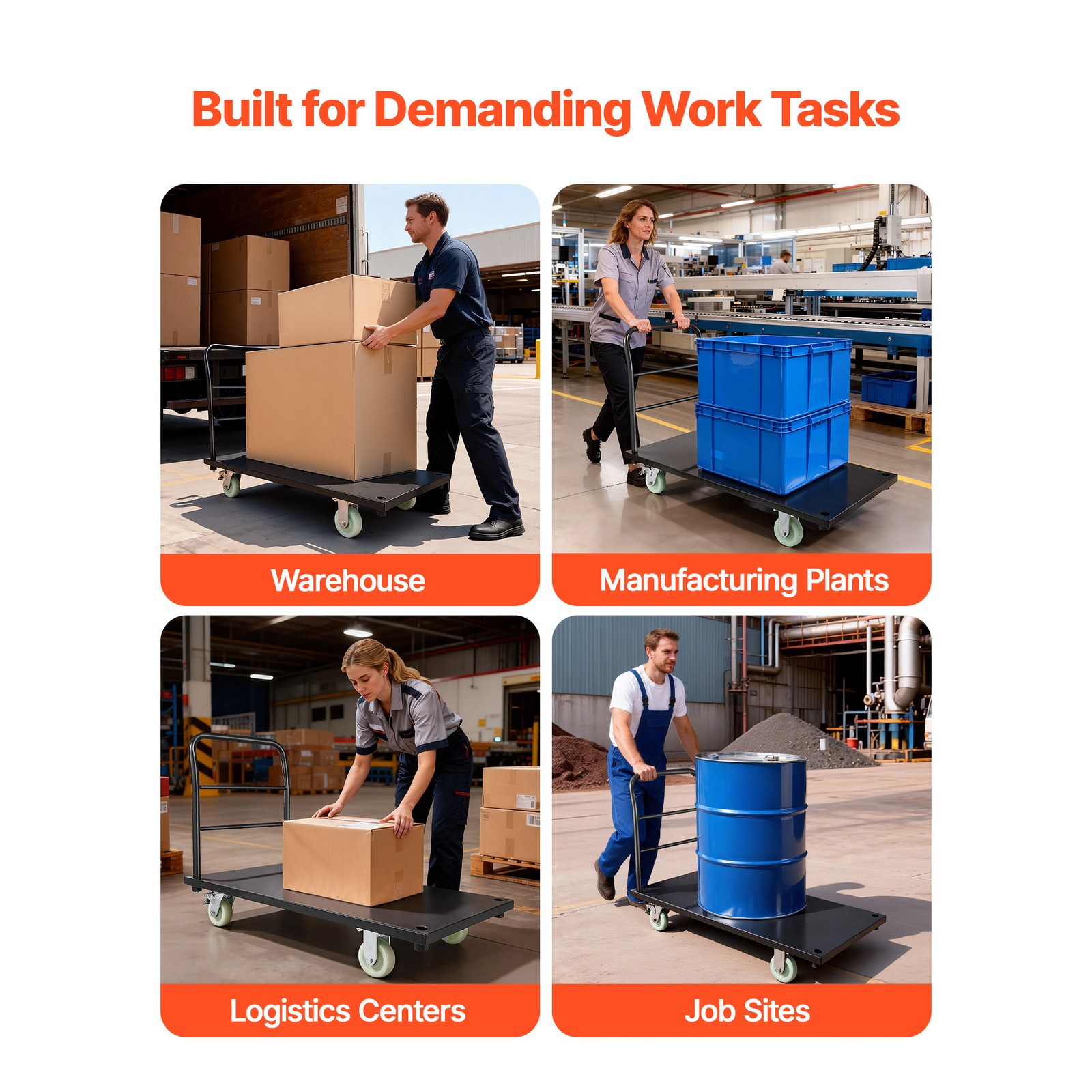 Uimoso Heavy Duty Industrial Platform Cart with 2000 lbs Capacity and Wheels