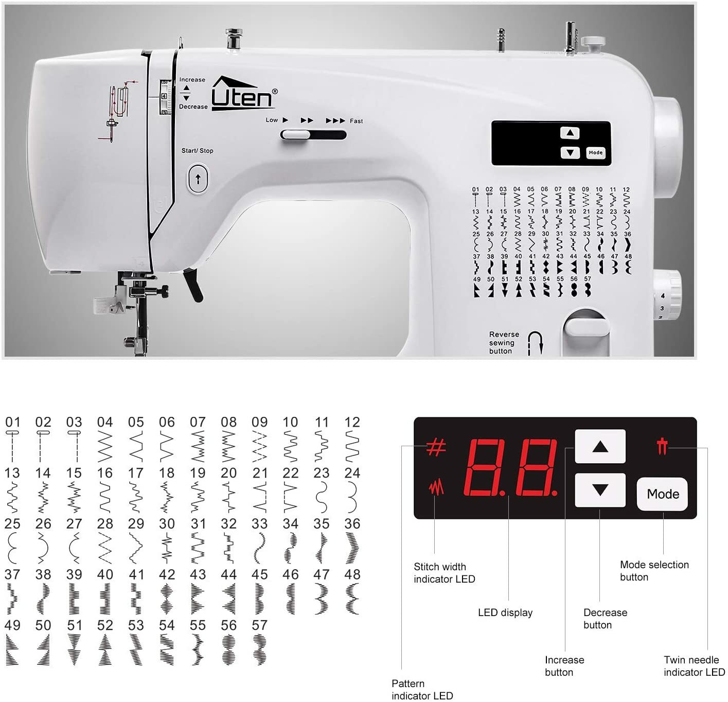 Sewing Machine Computerized Embroidery Sewing Machine with 60 Built-in Stitch