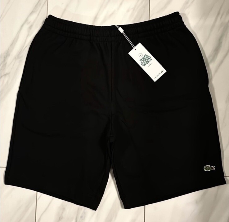 Lacoste Men's Cotton Fleece Logo Shorts Black New