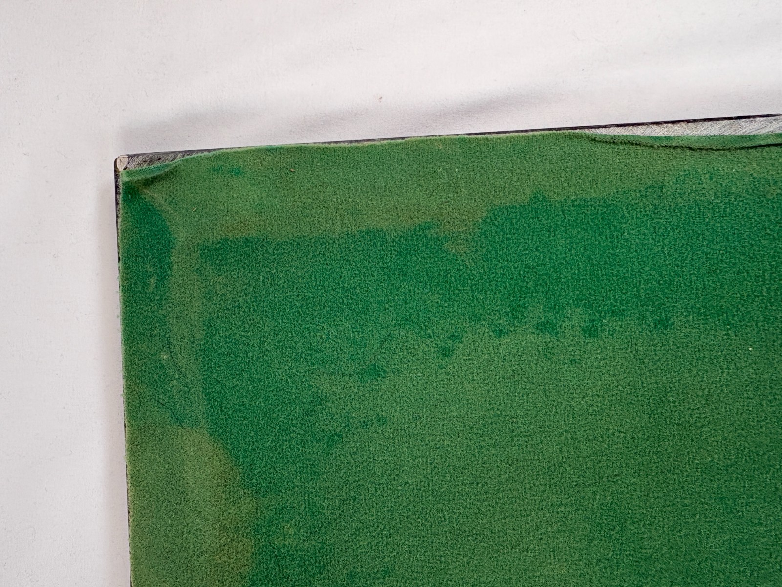 Marble Chess Board Black White With Green Border Stone 15 Inch Vintage Used