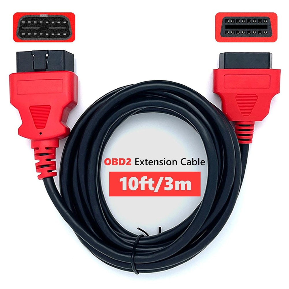 10ft/3m Ultra-Long OBD2 Extension Cable 16-Pin OBD-II Male to Female Extension