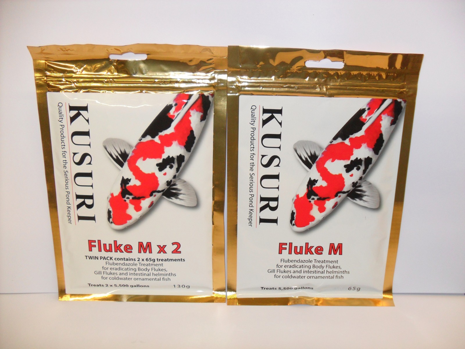 KUSURI FLUKE-M 65g and 130g Gill and Body Fluke Treatment. Koi Pond Fish, Discus