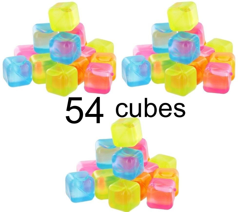 54 Piece Plastic Reusable Ice Cubes Coolers Refreeze Pool Party BPA FREE