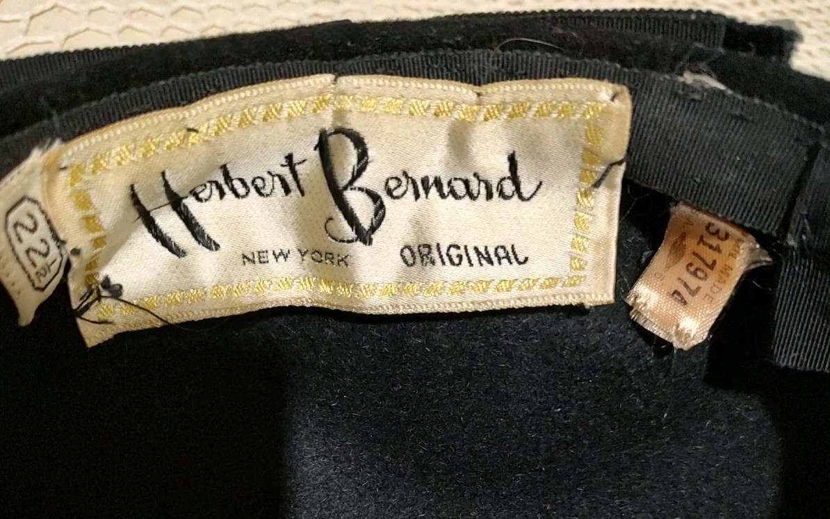 Herbert Bernard Original NY Felt Hat Labeled Firenze body Italy Sz 22