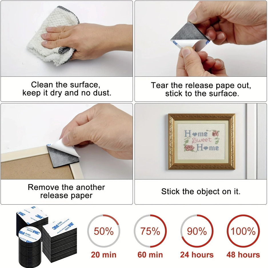 30pcs Double Sided Adhesive Tape: Strong Mounting Wall Tape for Home & Car - NEW