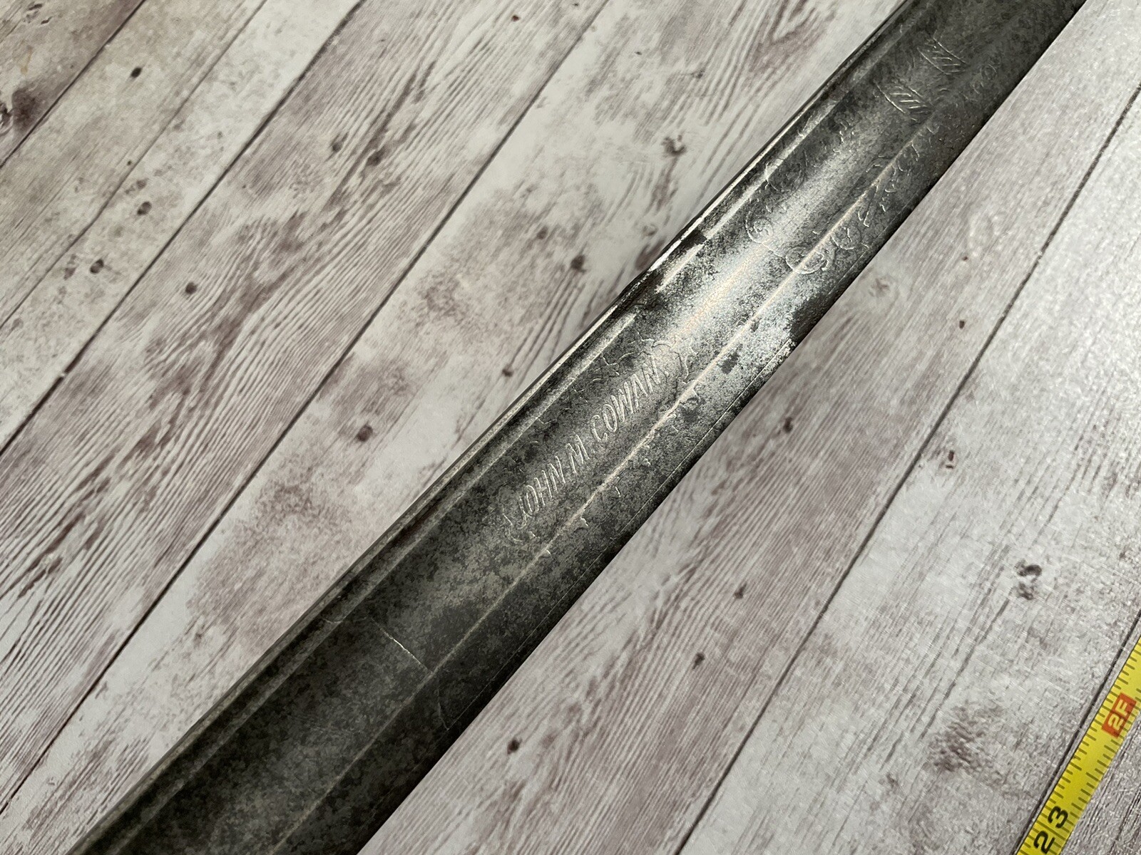 ORIGINAL CIVIL WAR BARN FIND CUSTOM USN OFFICER SWORD NAMED WITH METAL GRIP