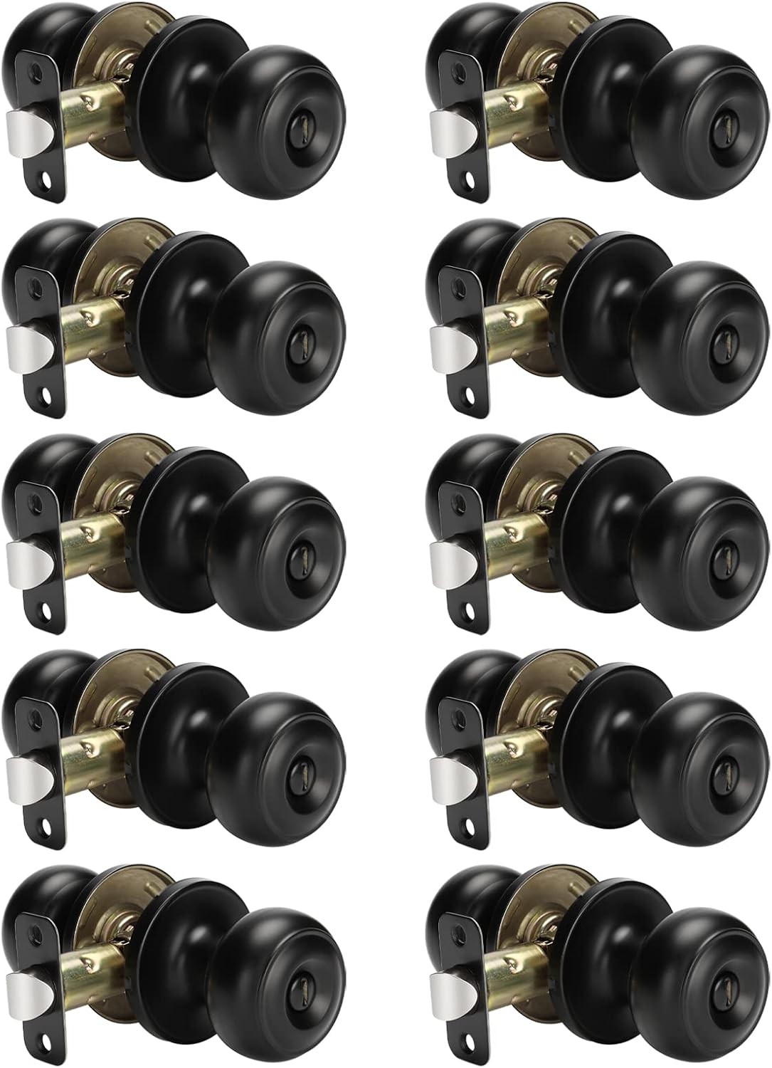 10 Packs Black Interior Door Knob, Matte Black Door Knob Interior Privacy
