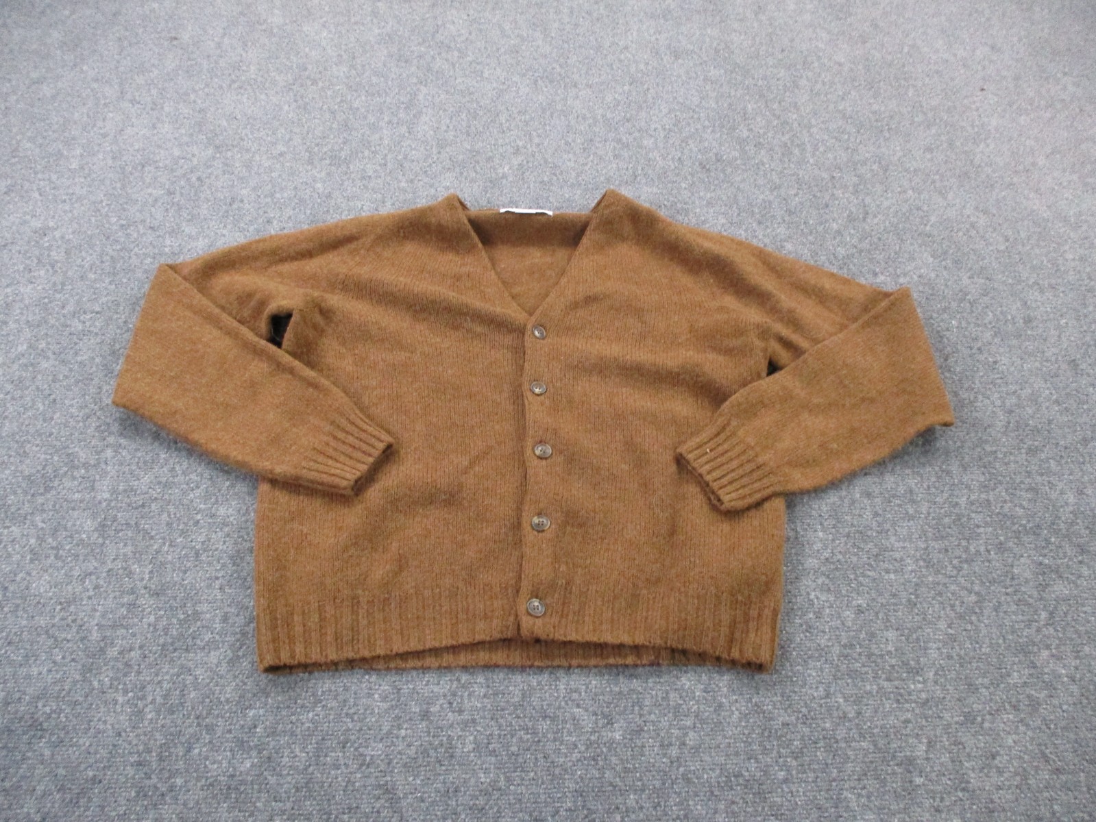 Harley Of Scotland Sweater Men L Brown Pure Virgin Wool Cardigan Shaggy Casual