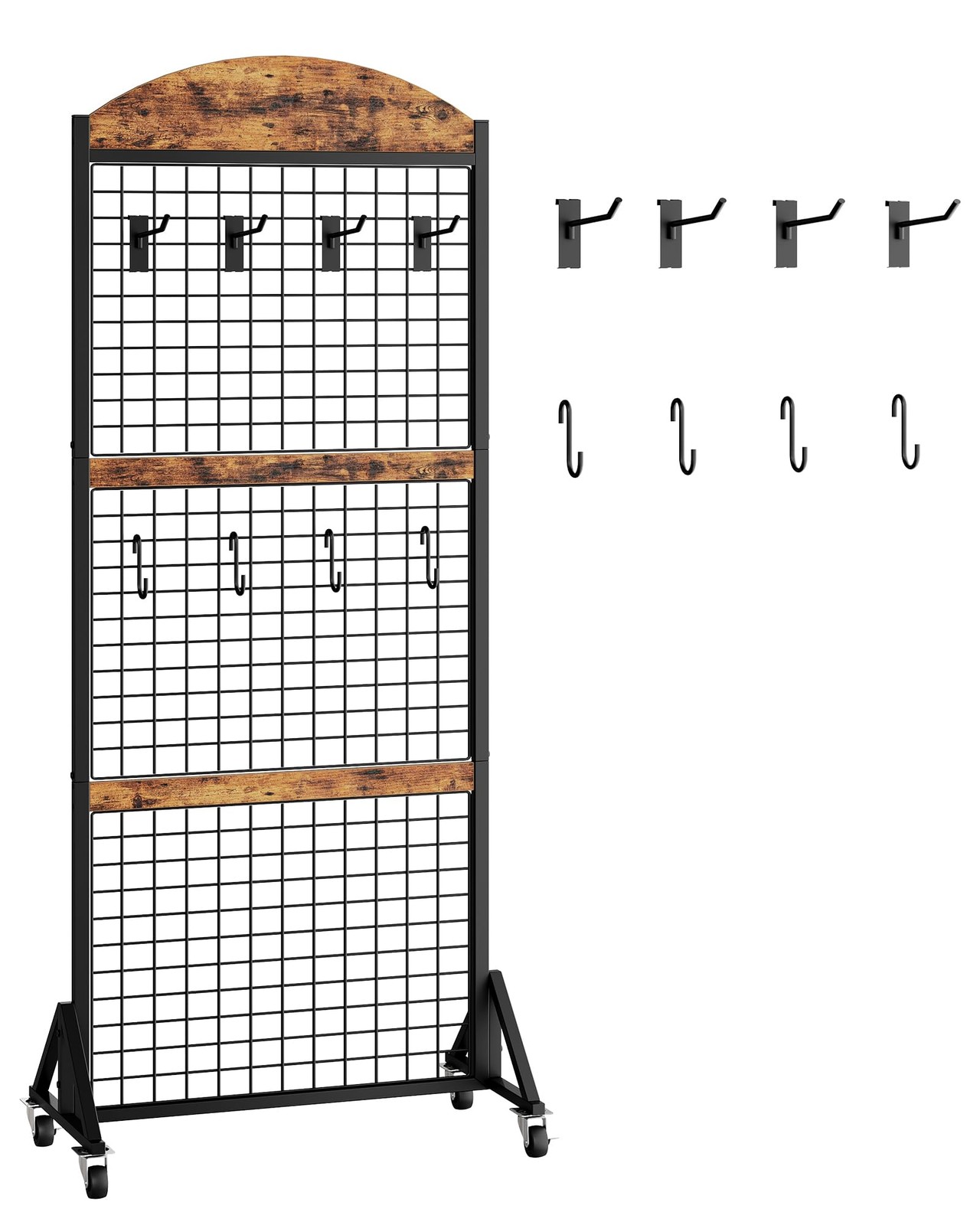 Grid Wall Panel 5.7' x 2' FT Grid Display Rack, 2 Pack Movable Gridwall Displ...