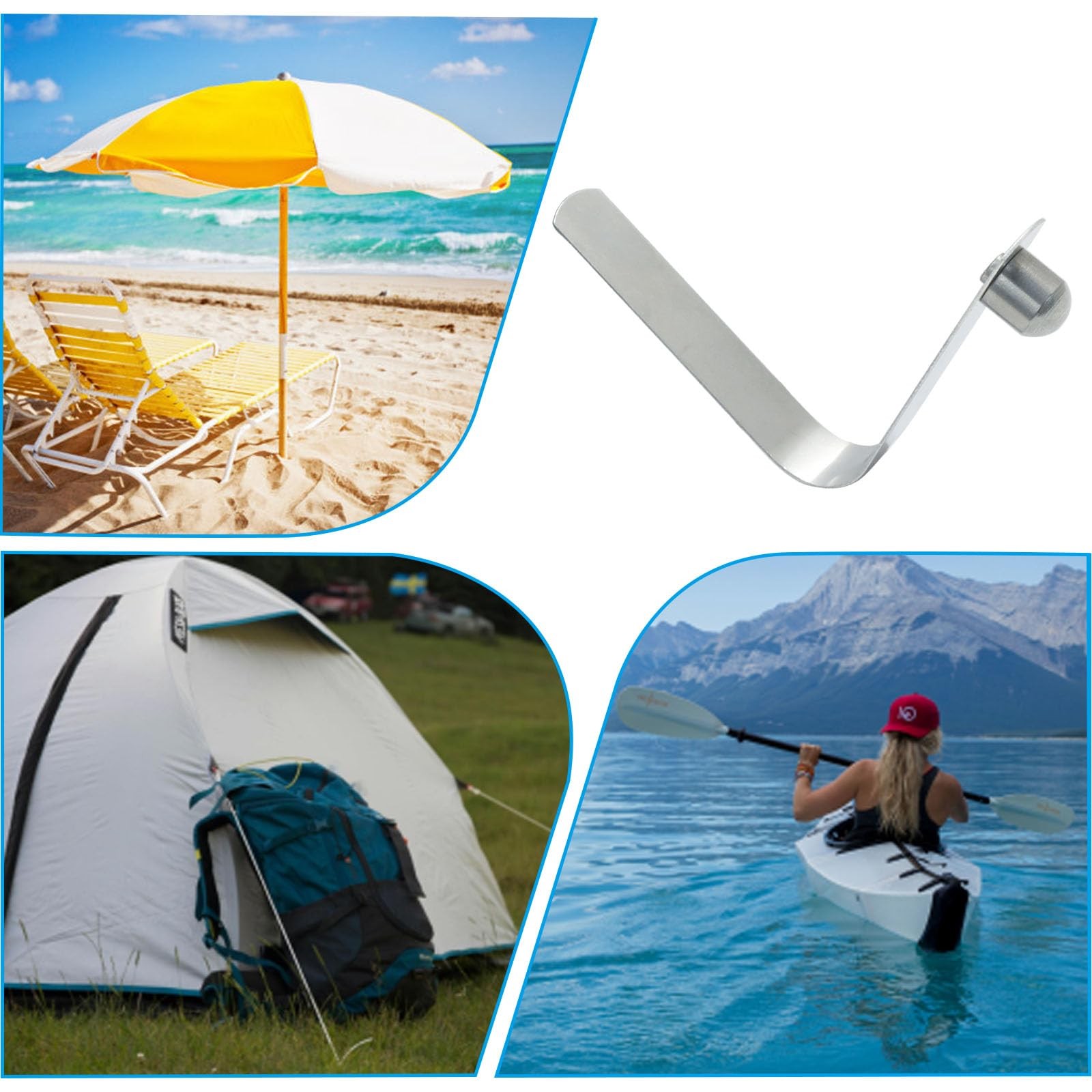 Aoserge 16 Pack Stainless Steel Spring Snap Clips for Kayak Paddle, Tent 8mm