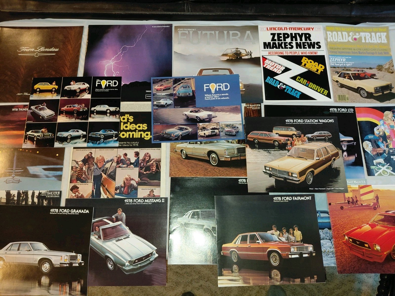 Lot Of 20 Vintage 1970s Ford Cars Brochures & Magazines Etc. New Old Stock