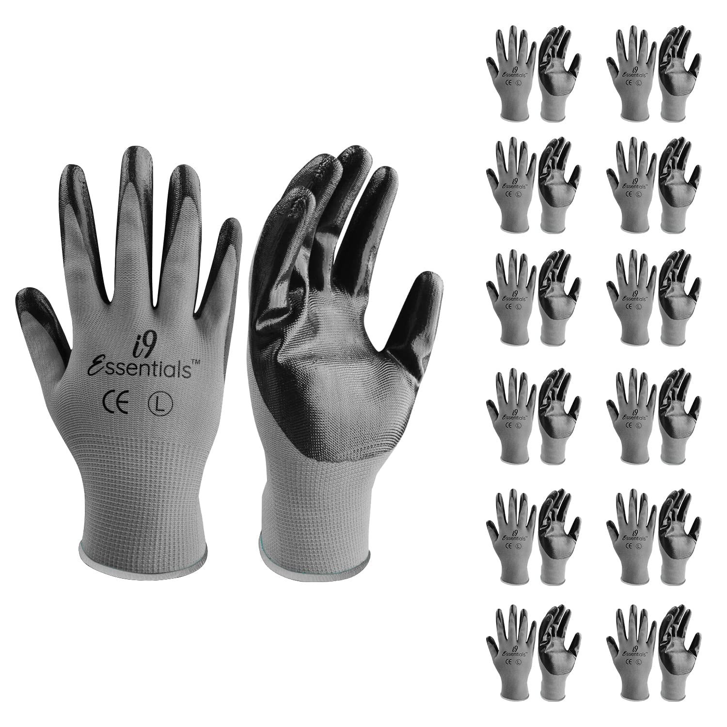 Nitrile Coated Grey Black Work Gloves Durable Perfect for All