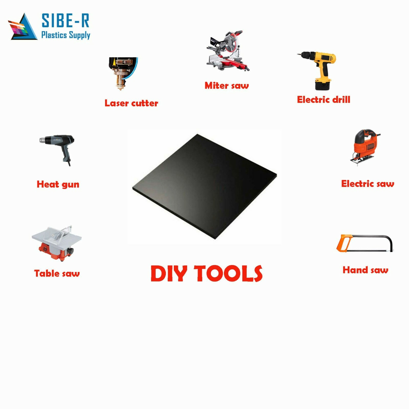 BLACK ACRYLIC PLEXIGLASS 1/2" X 24" X 48" PLASTIC SHEET