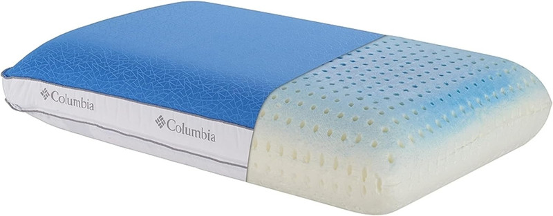Columbia Cooling Gel Memory Foam Pillow Queen Omni-Freeze Washable Cover NEW