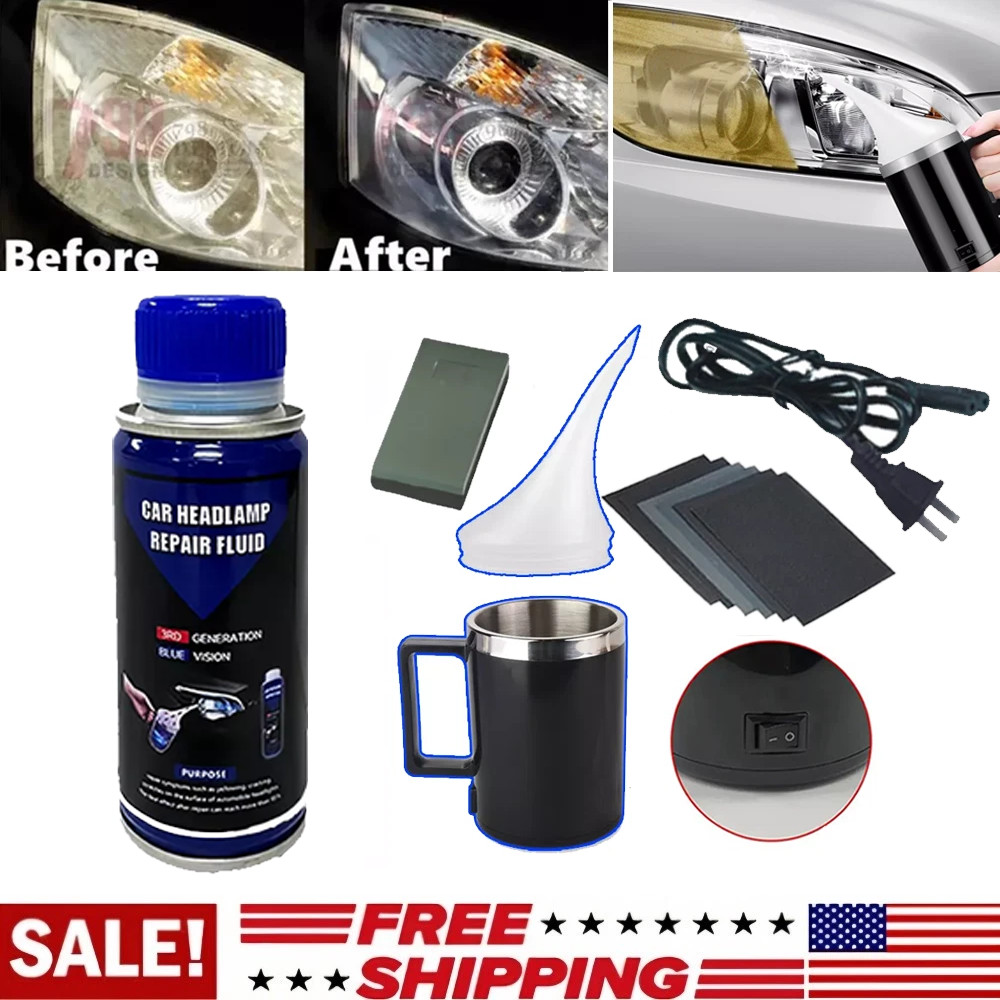Headlight Restoration Kit 300g Liquid Polymer Repair Polish Tool Set for Cars US