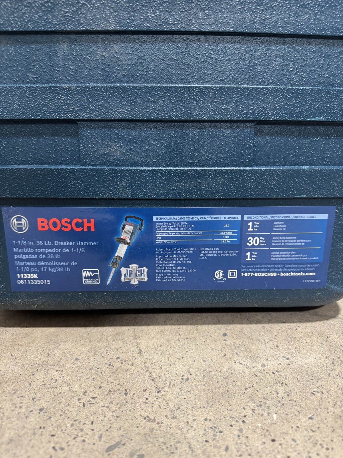 Bosch 11335K Jack Breaker Hammer GSH16, 1,300 bpm, 38 lb Wt, 120 volt