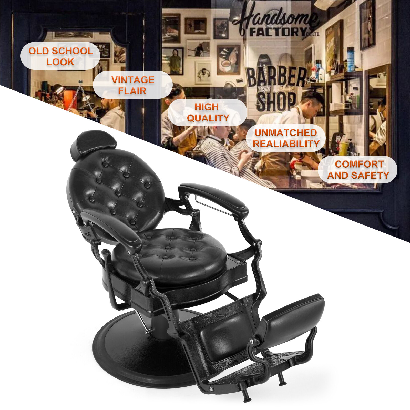 Vintage HeavyDuty Hydraulic Barber Chair All Purpose Recline Beauty SalonStyling