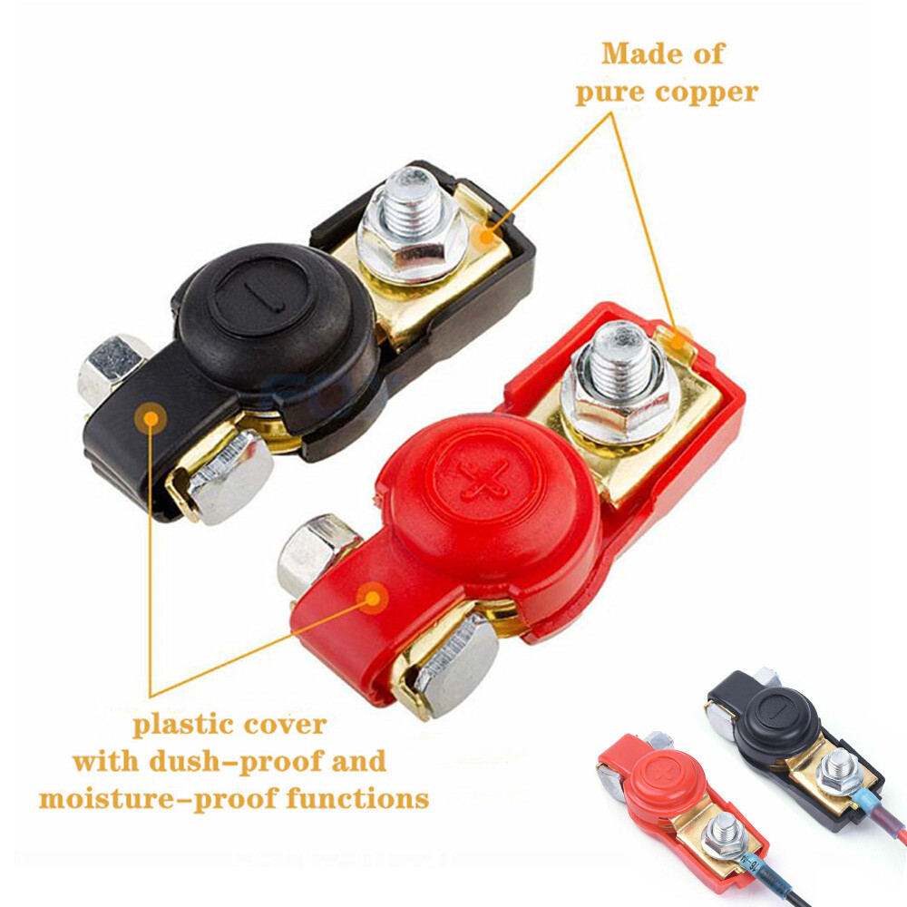Universal 2 Car Battery Terminal Connector Top Post Positive Negative Heavy Duty
