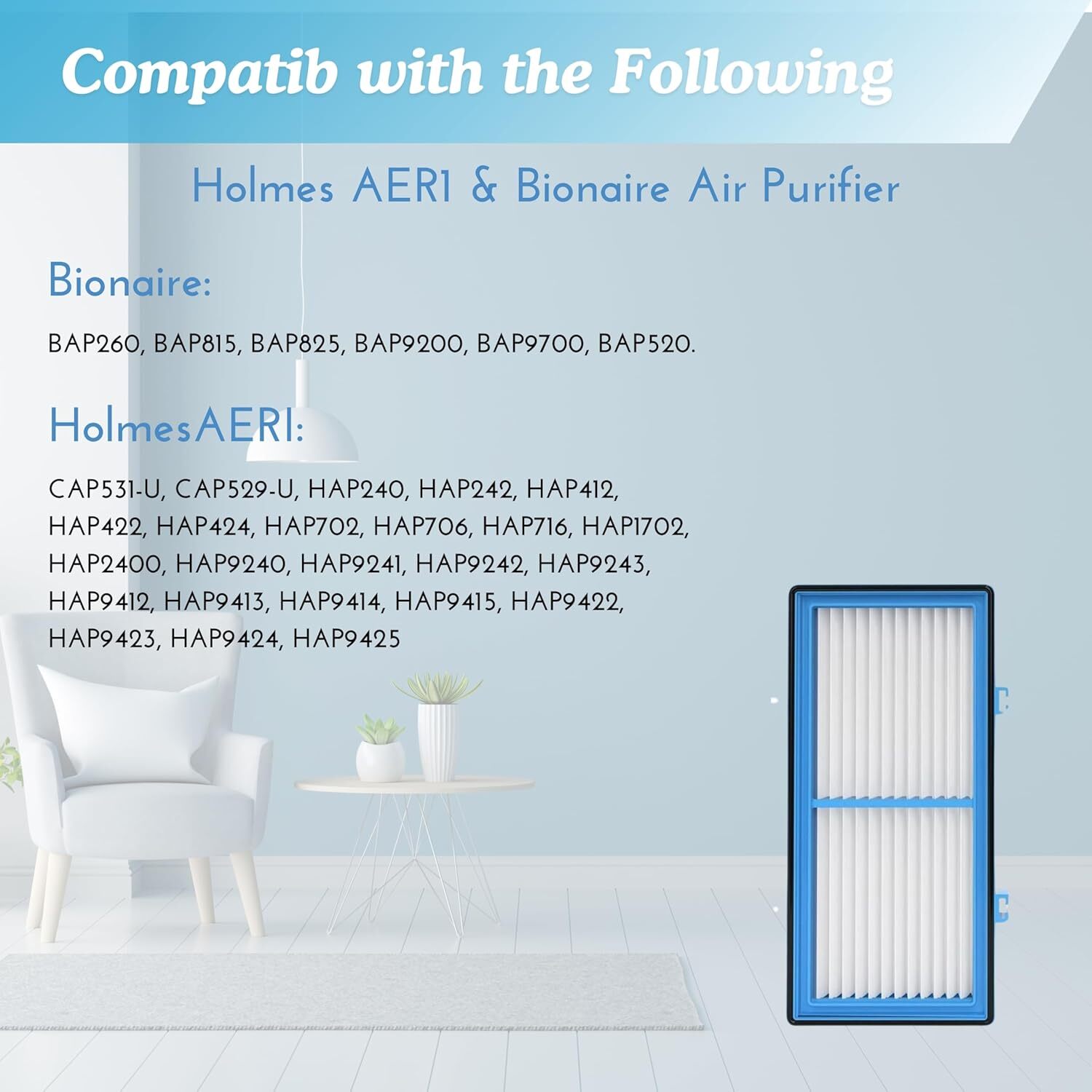 2 Pack HEPA Filters Carbon Booster Sheet HAPF30AT for Holmes AER1 Air Purifiers