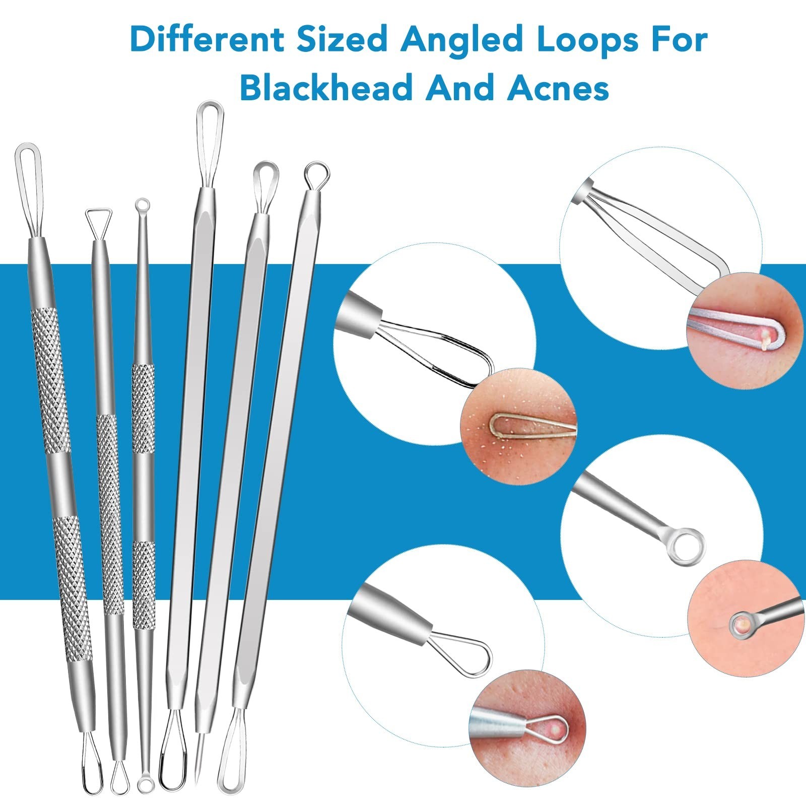 Acne Needle Blackhead Remover - Pimple & Comedone Extractor Tool Kit with Tweeze