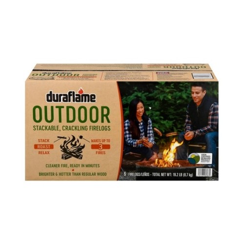 Duraflame Outdoor Crackling Firelogs — Stackable, Fast-Light, Clean-Burn— 3 Pack