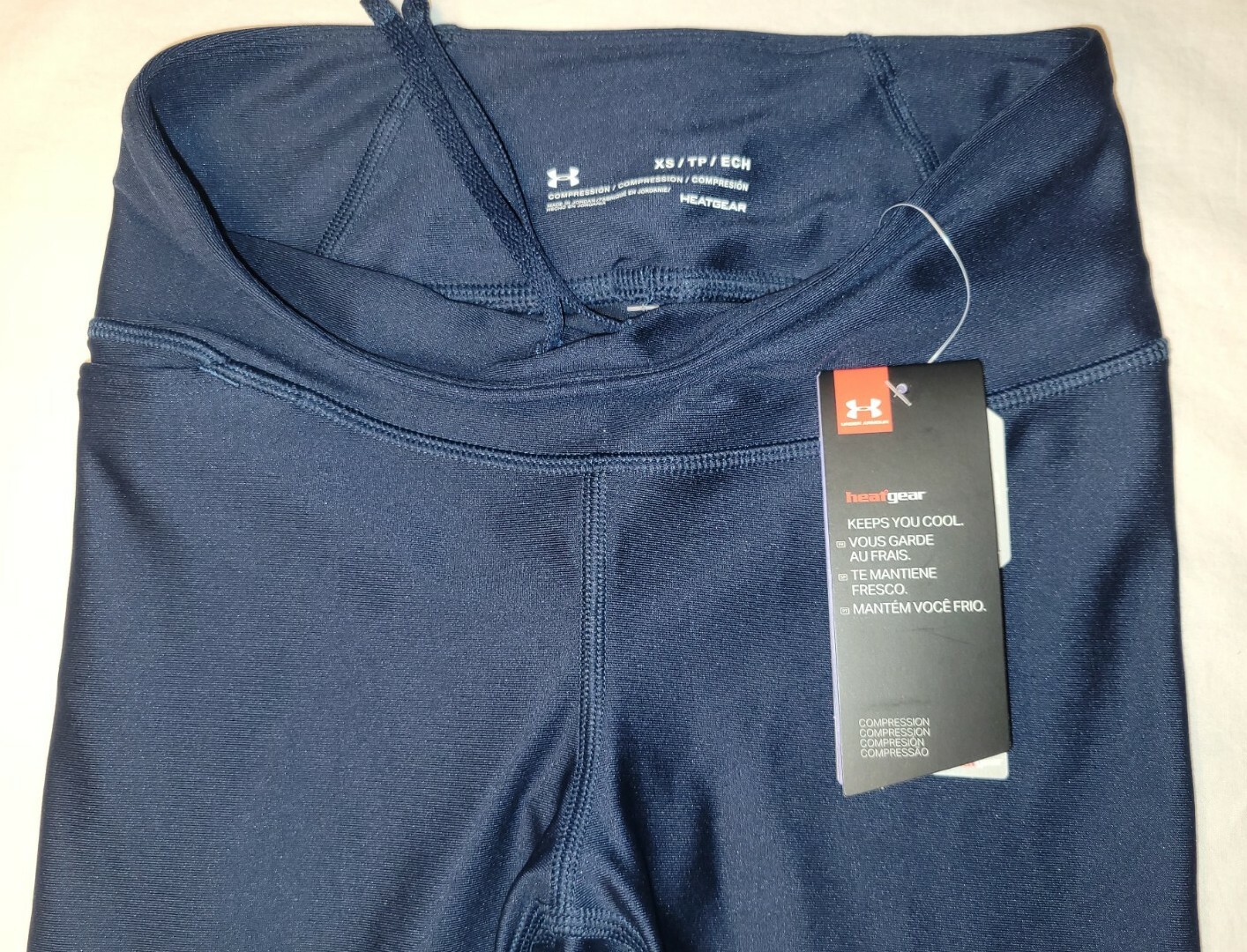 Under Armour Women's Compression Leggings Academy Mileage Raised Thread XS Blue