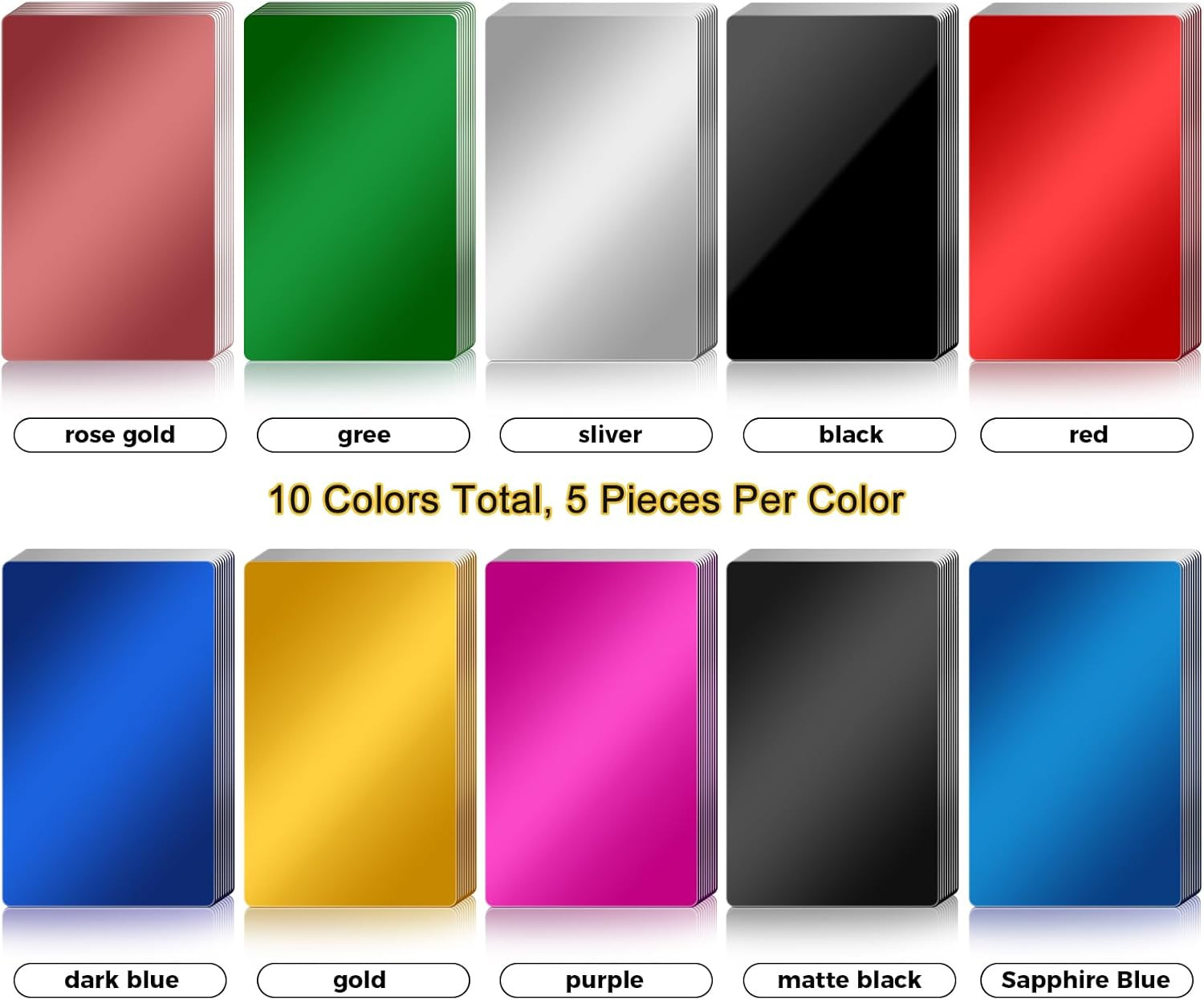 50 Pcs Metal Business Card Blanks Laser Engraving Premium Aluminum Sheet Multipu