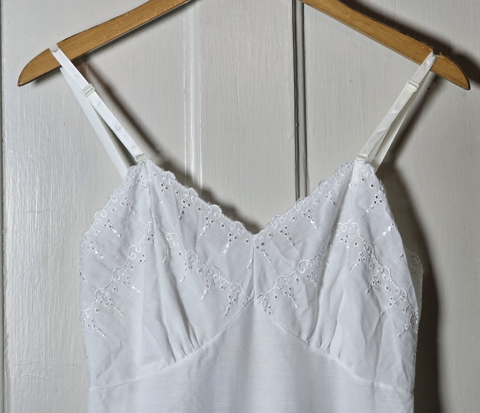 Slip Dress Eyelets Embroidered Lace Trim Size XS Fairy Coquette Feminine Dainty