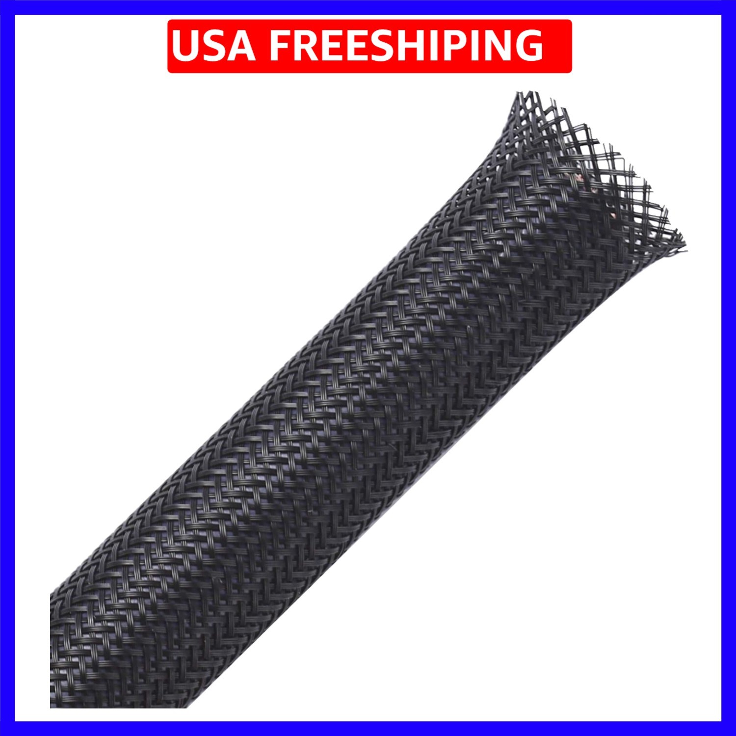 25ft - 1.5 inch PET Expandable Braided Sleeving – Black – Braided Cable Sleeve