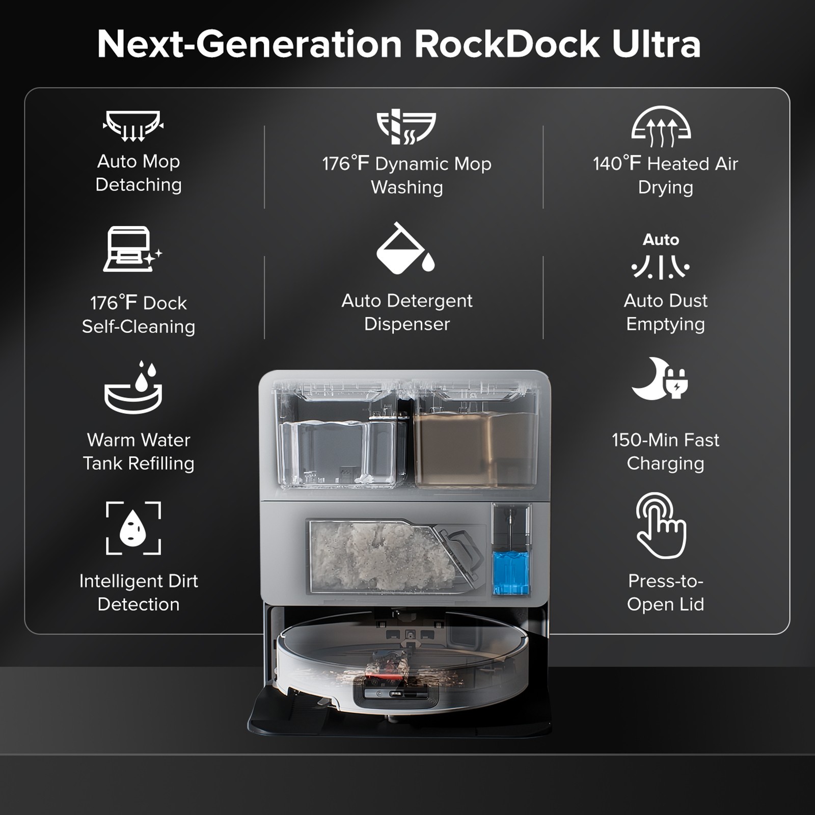 Roborock Saros 10 Robot Vacuum,22000Pa,AI Obstacle Avoidance,Heat-Wash & Dry Mop