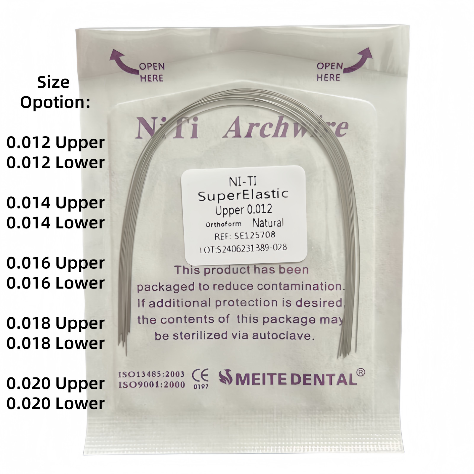 Dental Orthodontic Arch Wire Super Elastic Niti Round Rectangular Natural Form