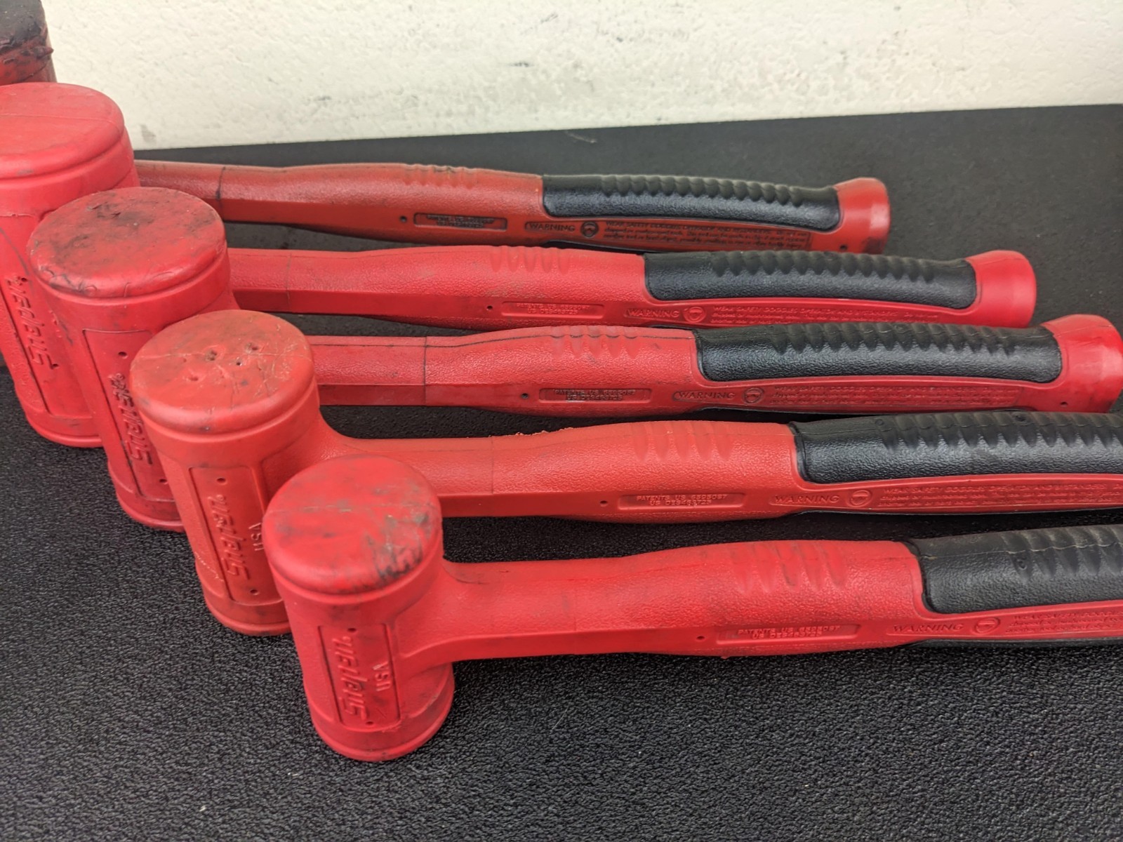 #bn105 Snap-on Tools 5Pc Master HBFE Red Soft Grip Dead Blow Hammer Set
