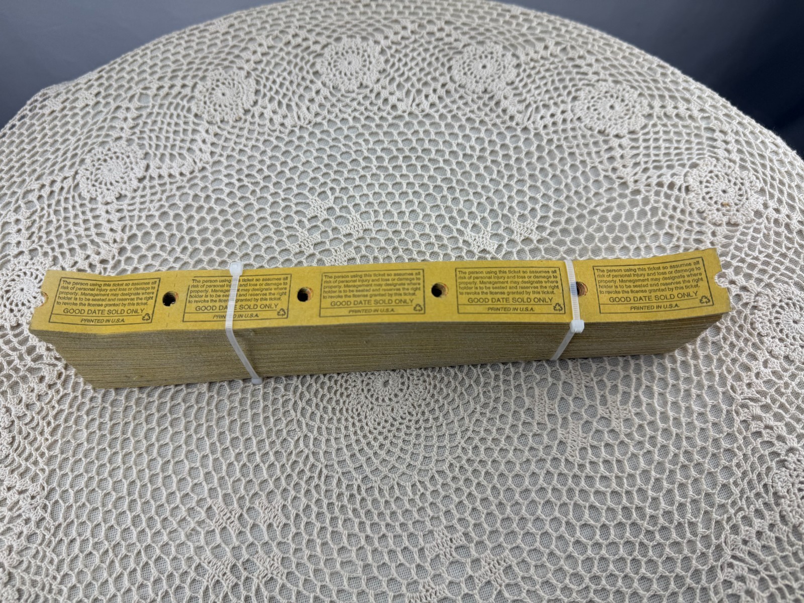 NOS Vintage Stack Yellow ADMIT ONE Numbered TICKETS Roll Admission Scrapbooking