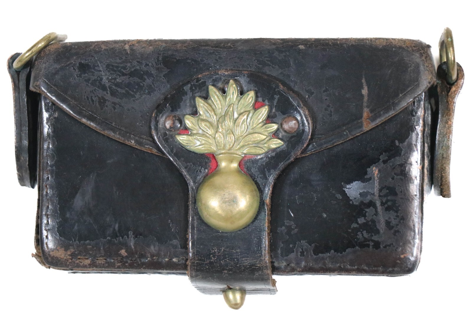 Italian Carabinieri Leather Cartridge AMMO Pouch Carcano w Leather Sling WWII