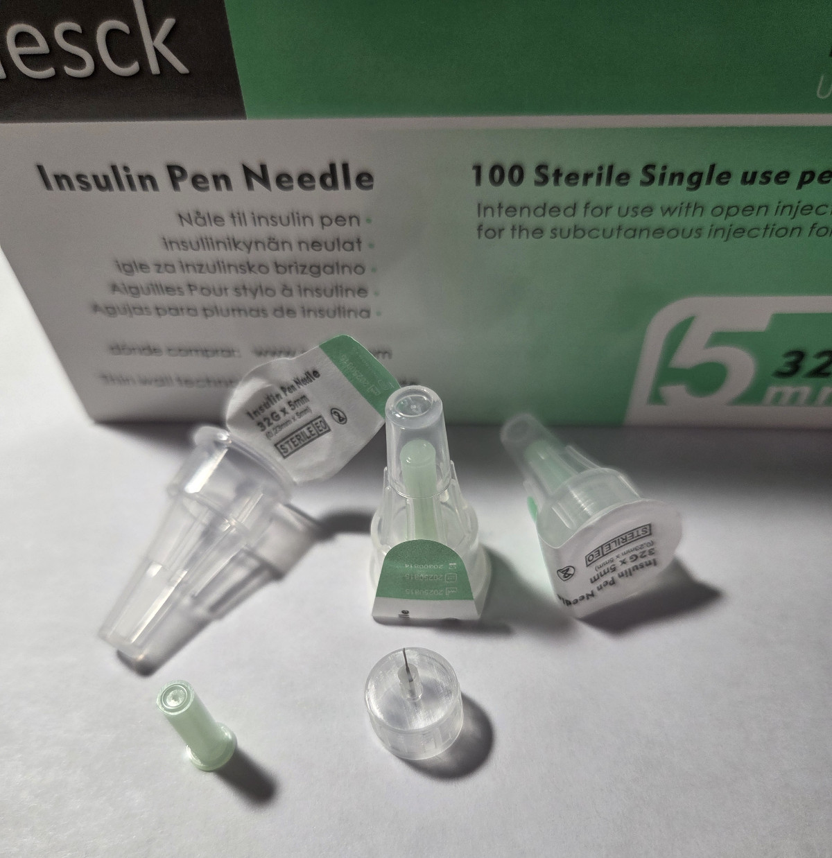 5 Boxes x 100 Insulin Tips, 32G x 5mm, Only $6.99 per Box