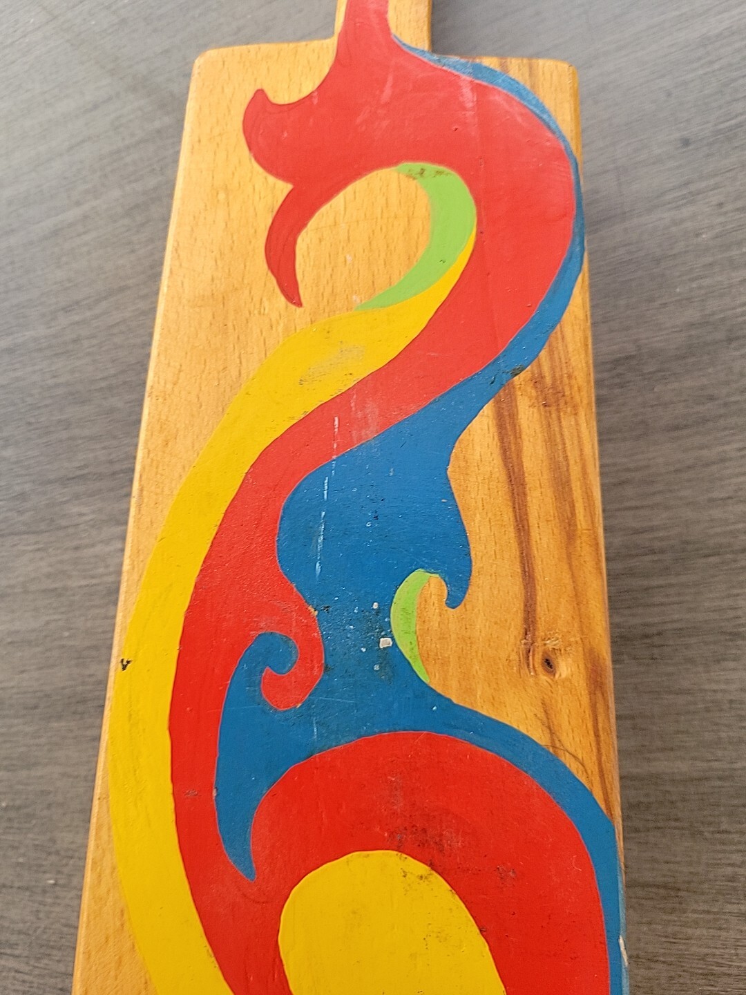 Vtg Folk Art Wooden Tole Grain Flour Scoop Painted Primitive Farm Core READ