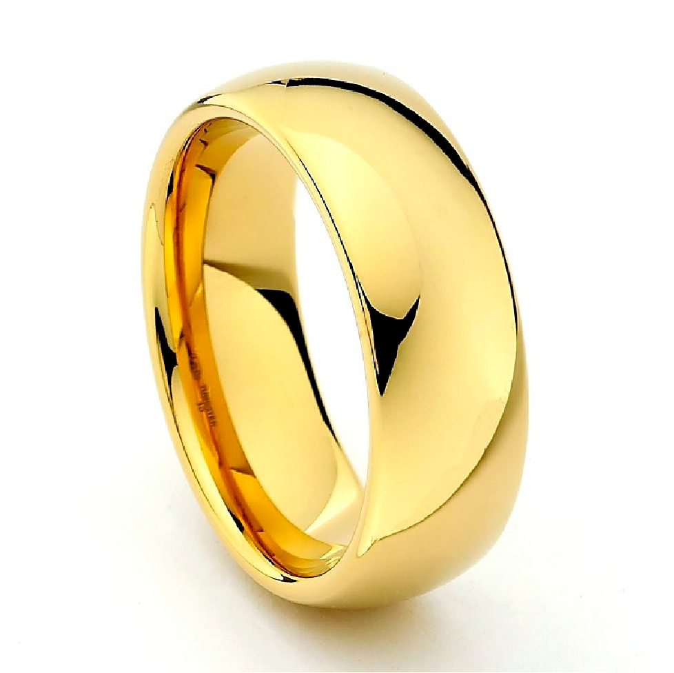 Tungsten Carbide Classic 18k Gold Plated Wedding Band Men Women Engagement Ring