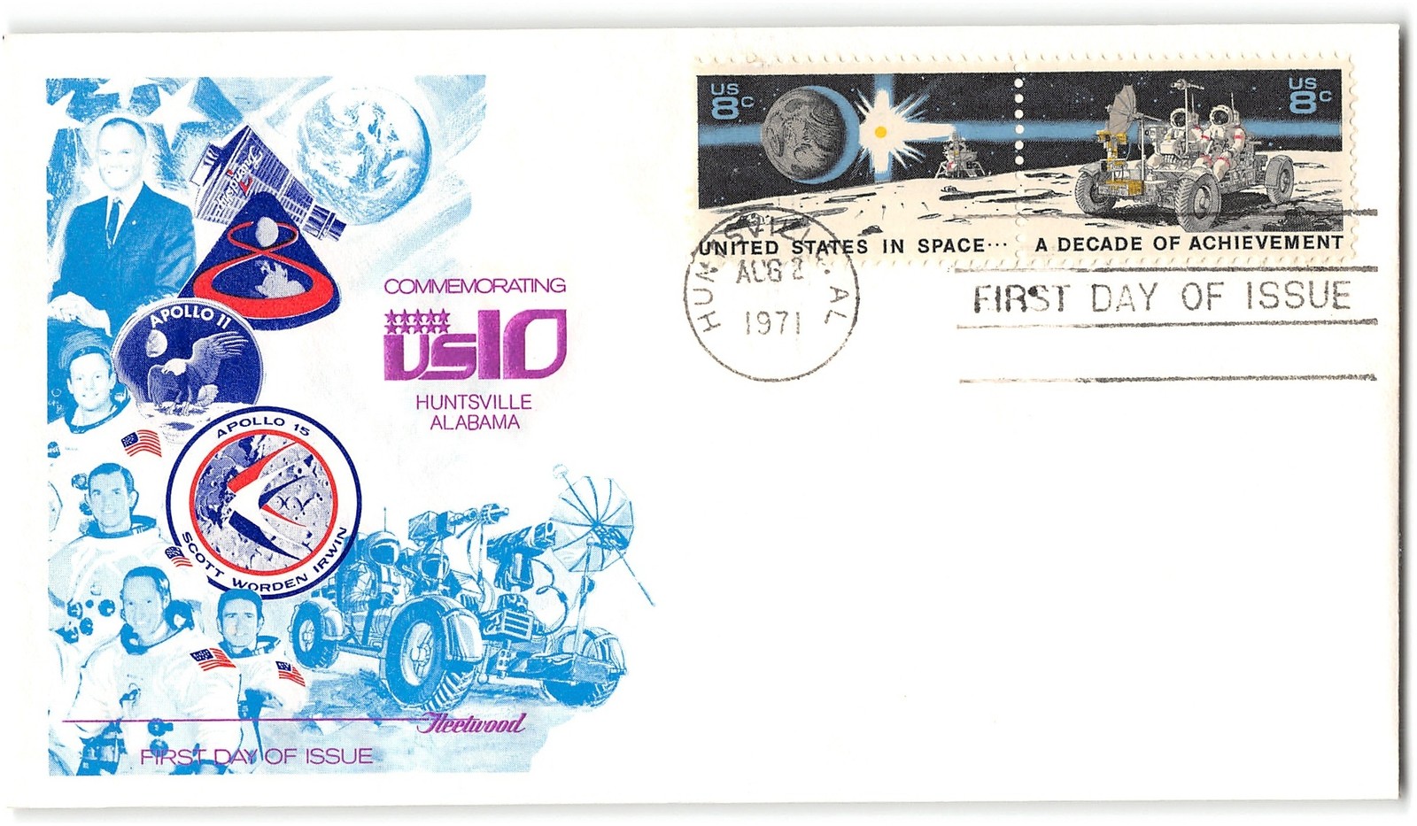 US #1435b FDC, 1971, Fleetwood, Huntsville AL, block of 2