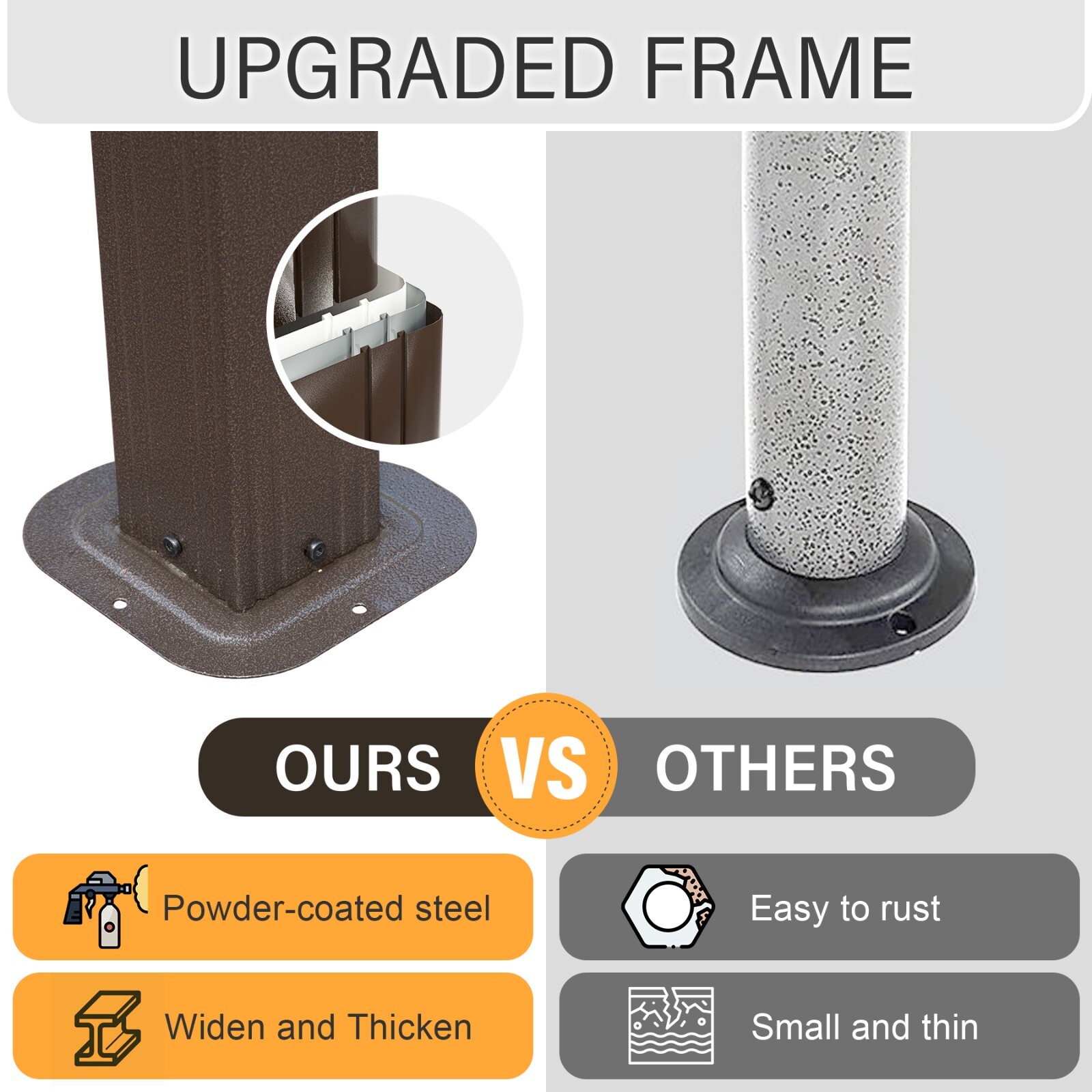 Domi Outdoor 6.5x12FT Hardtop Grill Gazebo w/2 Side Shelves &Ceiling Hook,Brown