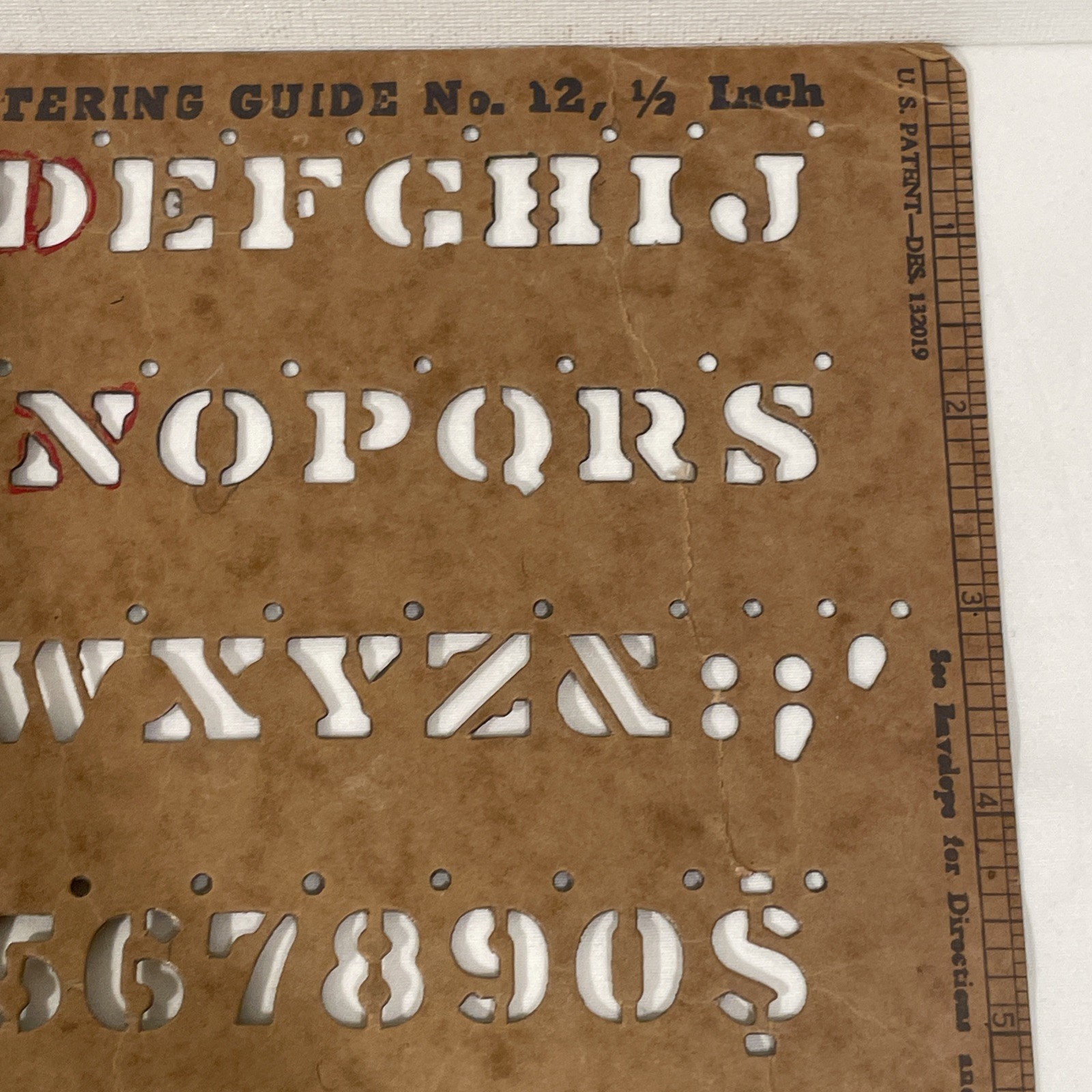 Vintage 1960’s Stenso Lettering Co - Lettering Guide Stencil No. 12, 1/2 Inch