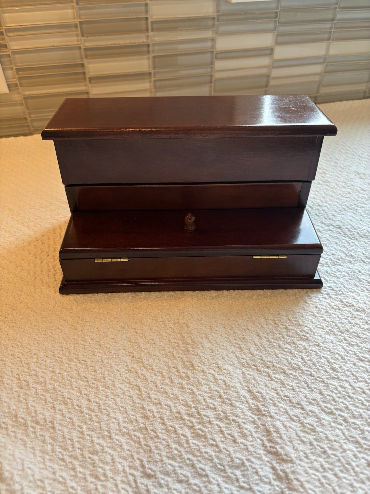 The Bombay Company Letter Desk Organizer Solid Wood Mahogany Hinged Vintage