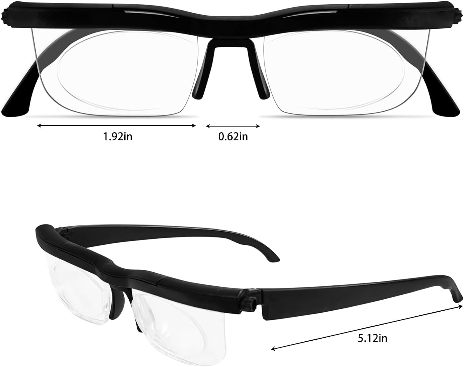 Dial Adjustable Glasses Variable Focus For Reading Distance Vision Eyeglasses US
