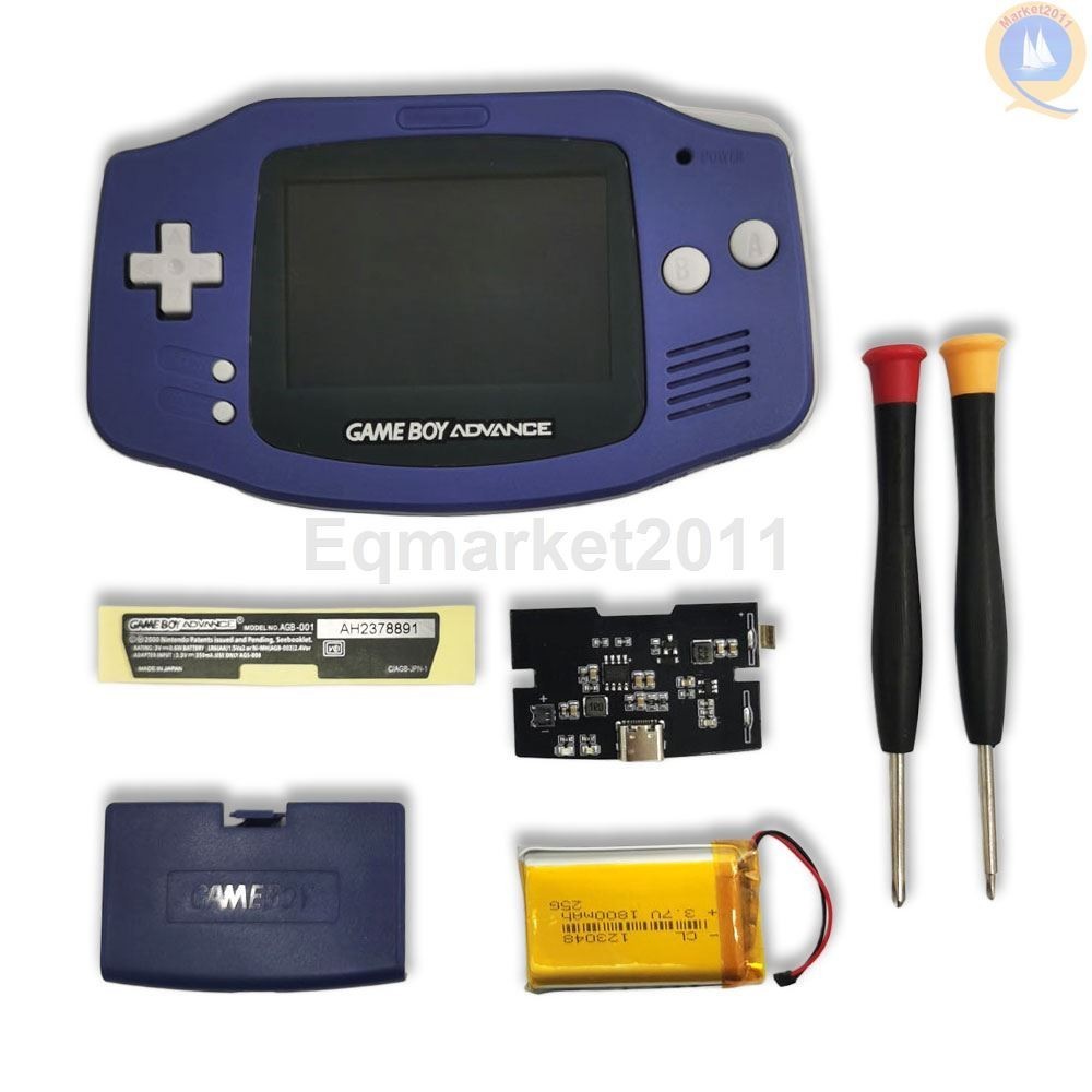 GBA IPS LCD Backlight Kit Drop in 1800mAh batteries with shell GameBoy Advance