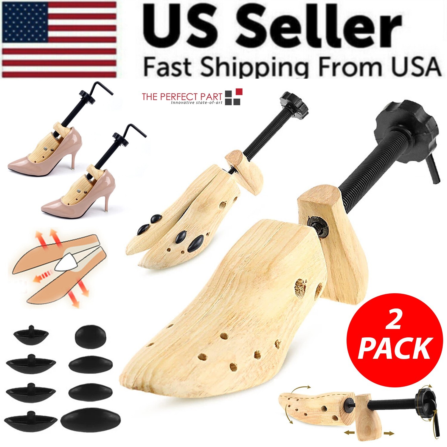 2-Way Wooden Adjustable Shoe Stretcher Expander Men Women Boot Size US 5-13 NEW