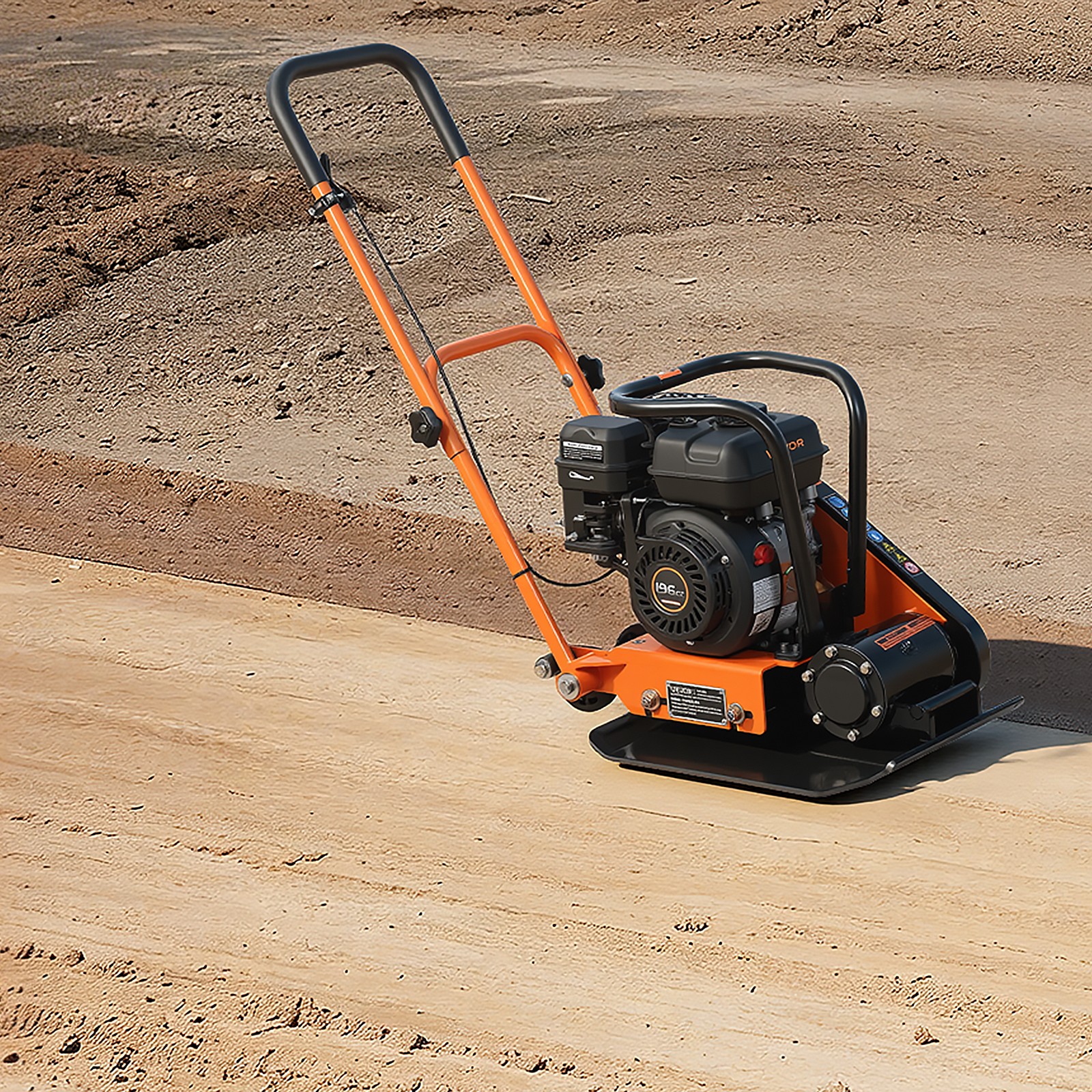 VEVOR 6.5HP Plate Compactor 5600VPM 2360lbs Vibrating Ground Rammer for Asphalt