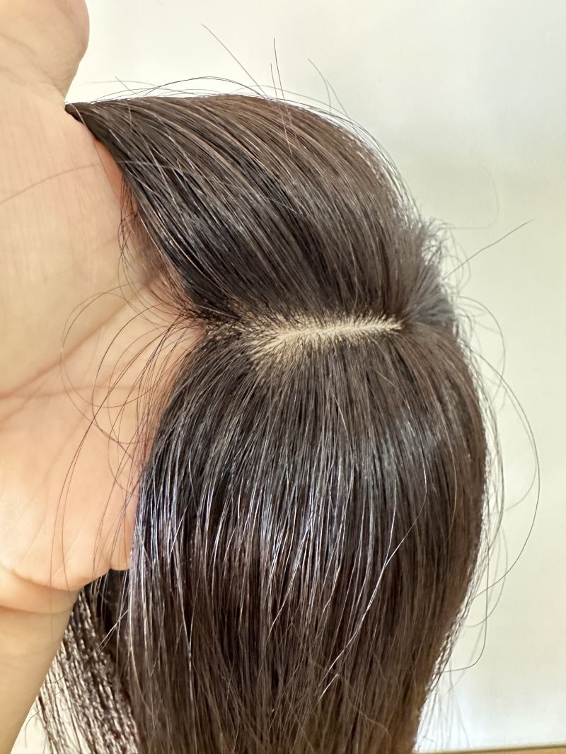 6"X6"Mono Skin with Silk Top Part Area,100%Fine Virgin Human Hair Topper 10"~30"