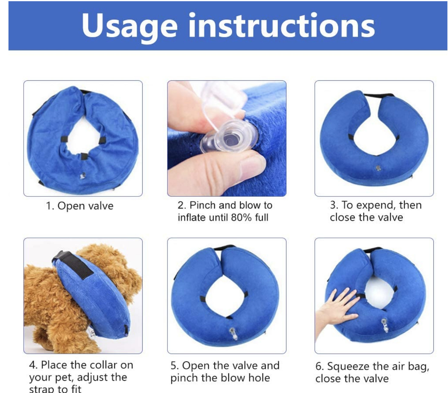 Dog Soft Inflatable Recovery Collar Cone Puppy Cat Pet Adjustable Gray XS S M L