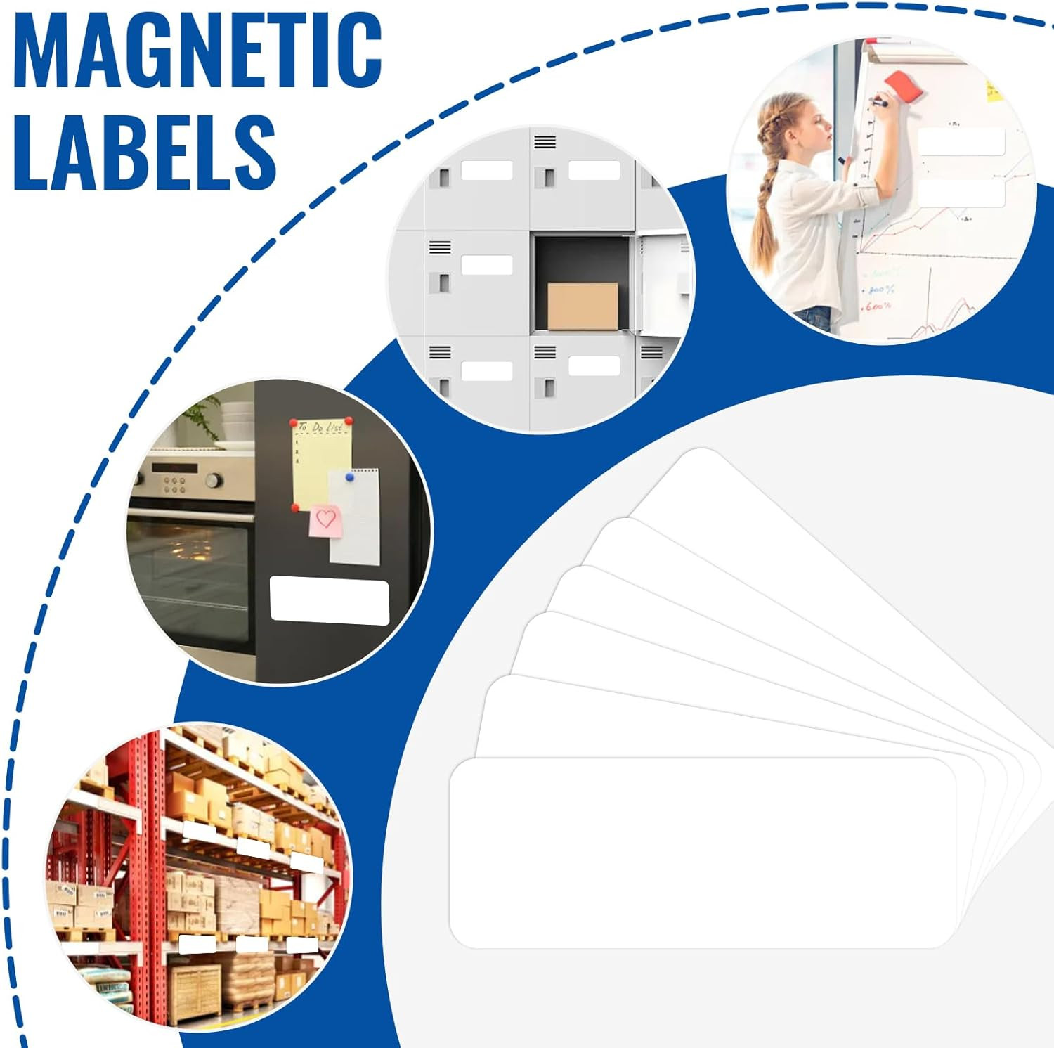 72 Pcs Dry Erase Magnetic Labels, 3.2 x 1.2 Reusable Writable Magnetic Name Tags