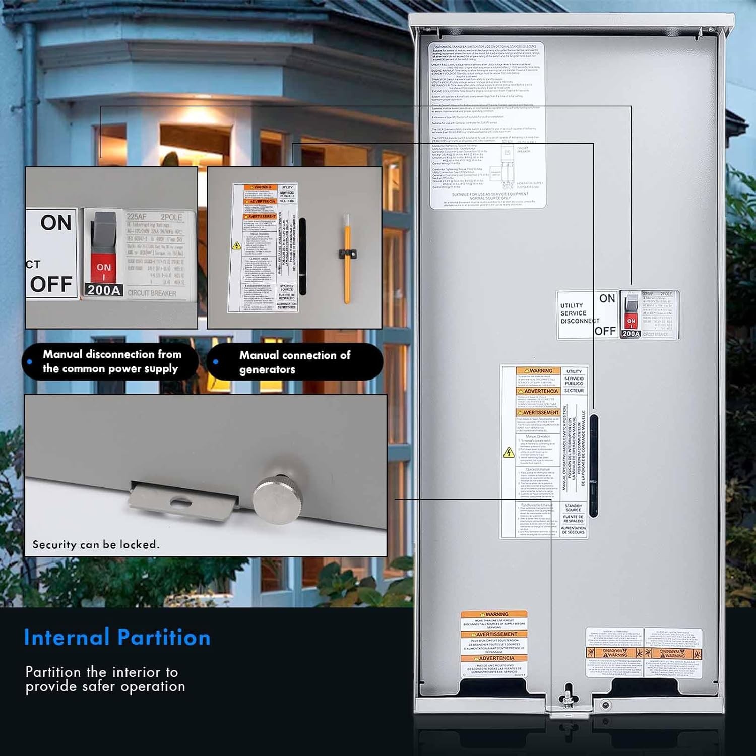 200 Amp Single Phase Generator Automatic Transfer Switch for Generac RXSW200A3