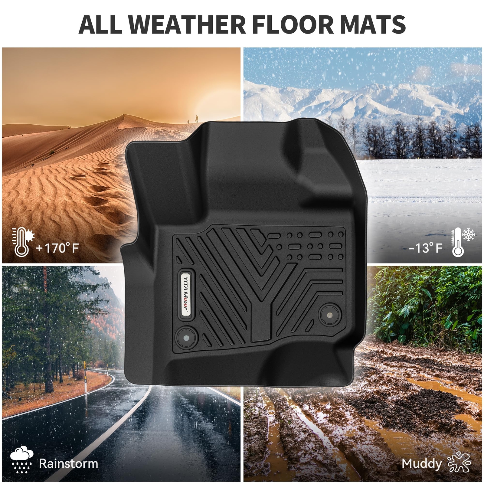 YITAMOTOR Floor Mats Liner for 2014-2019 Chevy Silverado GMC Sierra Double Cab